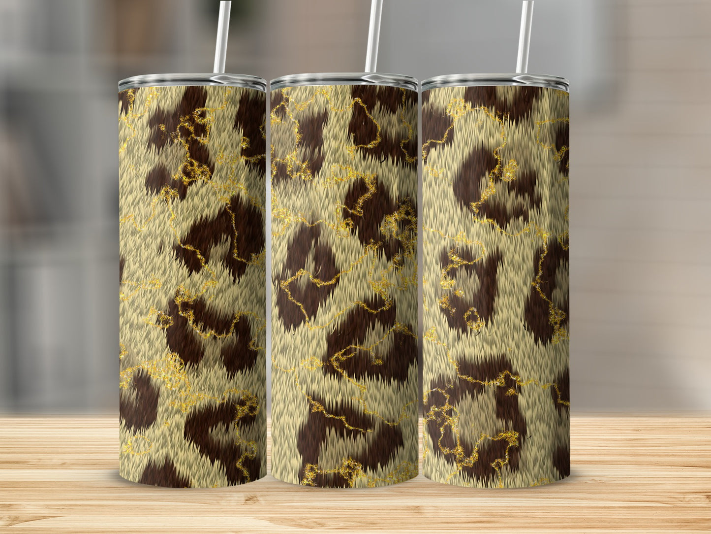Leopard Print Tumbler with Straw Leopard Pattern Tumbler