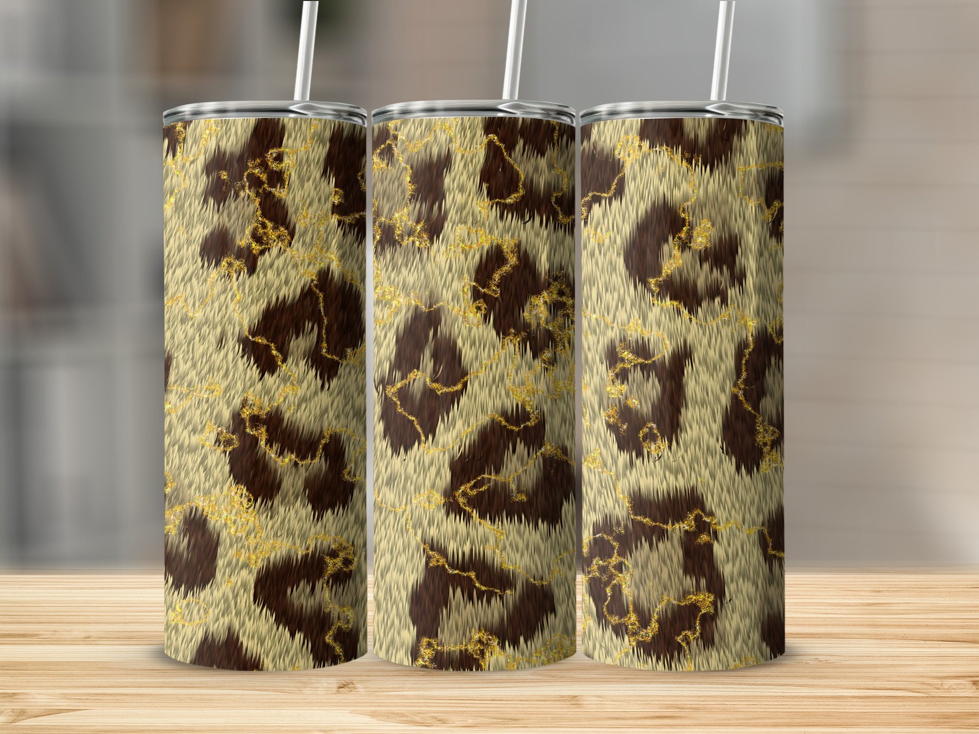 Leopard Print Tumbler with Straw Leopard Pattern Tumbler