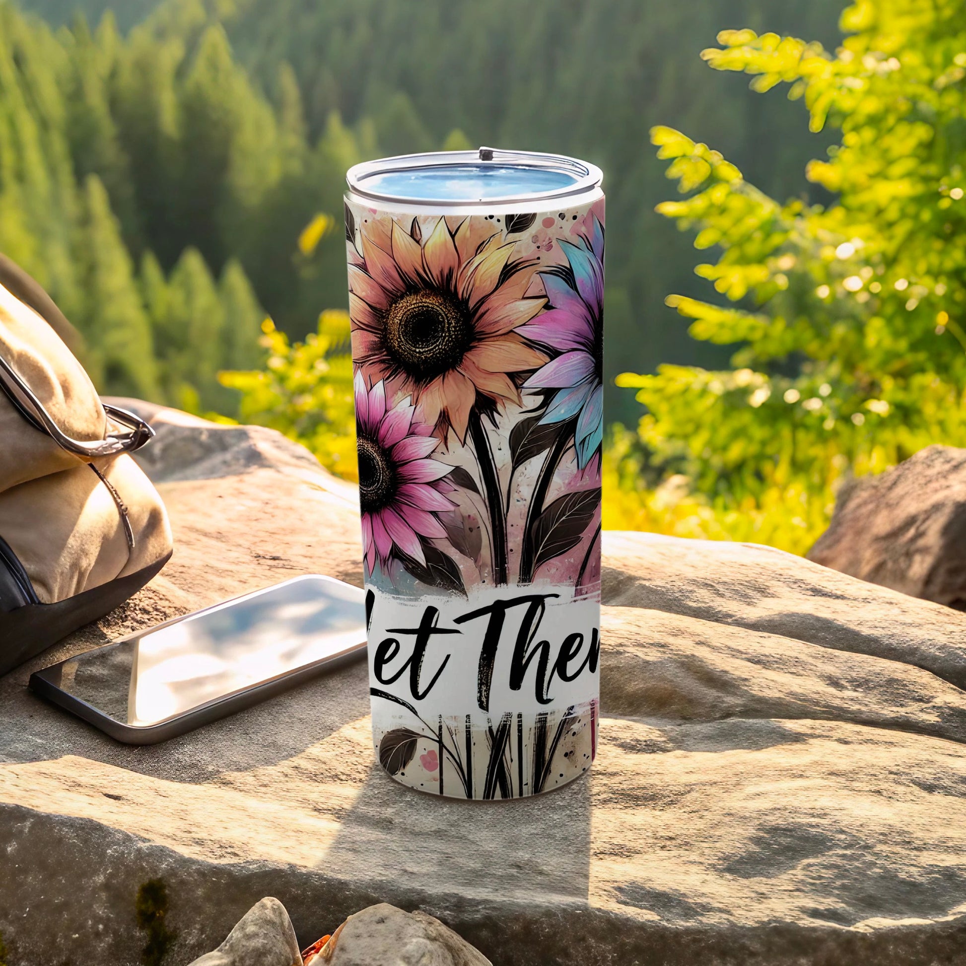 Multi Color Sunflower Floral Let Them Tumbler product type