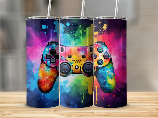 Colorful Gaming Controller Art Tumbler Cup for Gamers