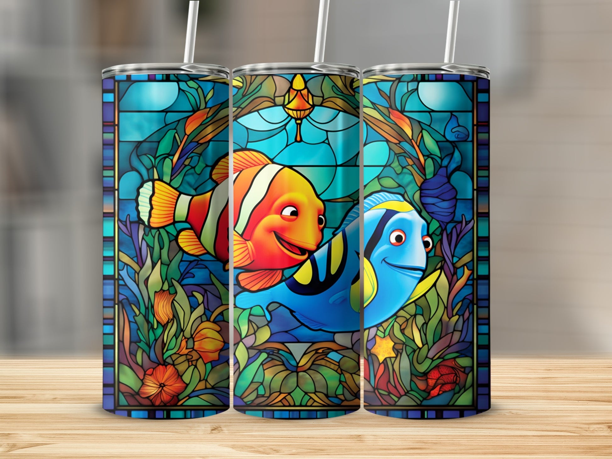 Tropical Fish Stained Glass Style Customized Tumbler