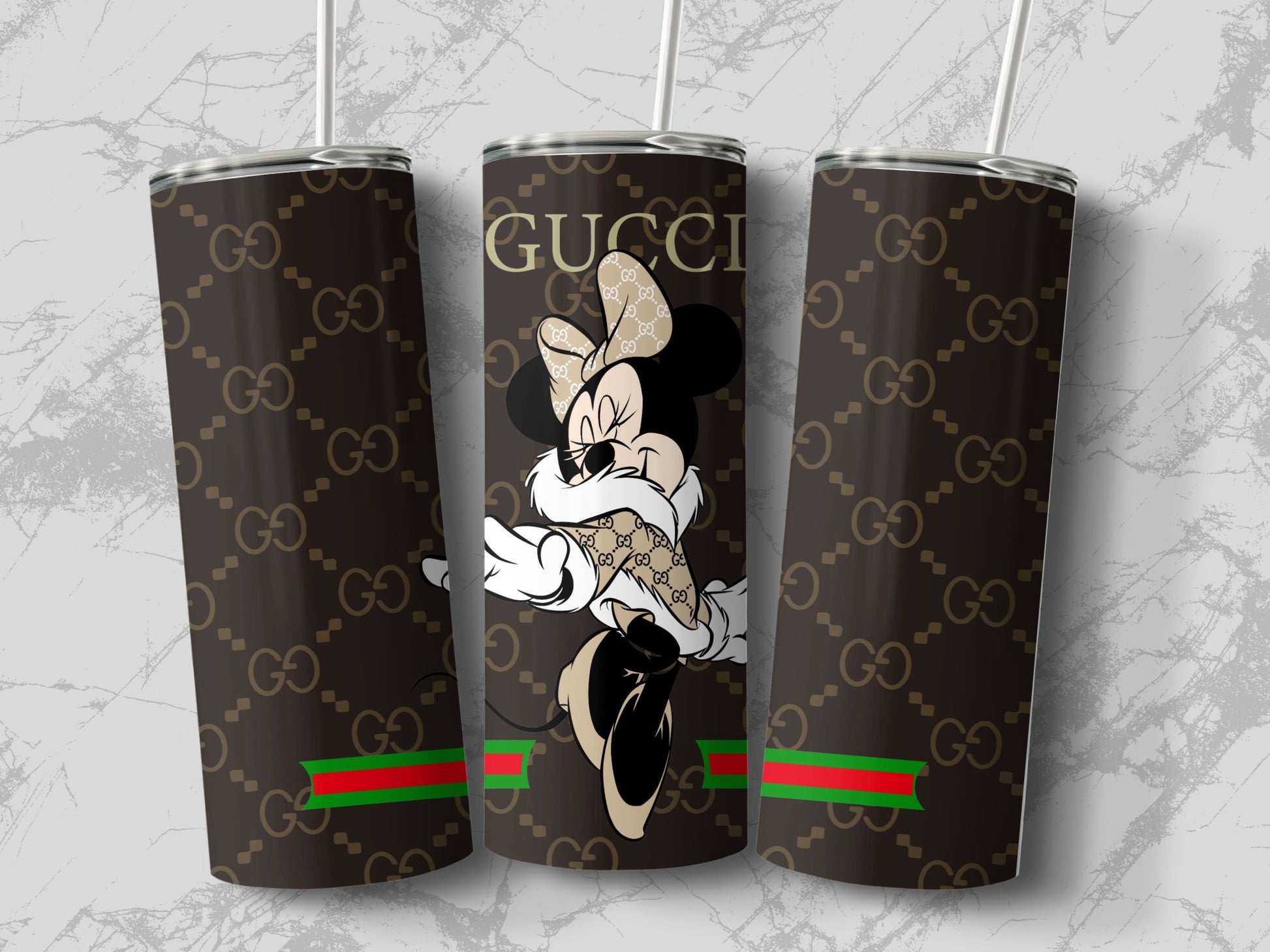 Minnie Mouse Gucci Design Tumbler with Straw