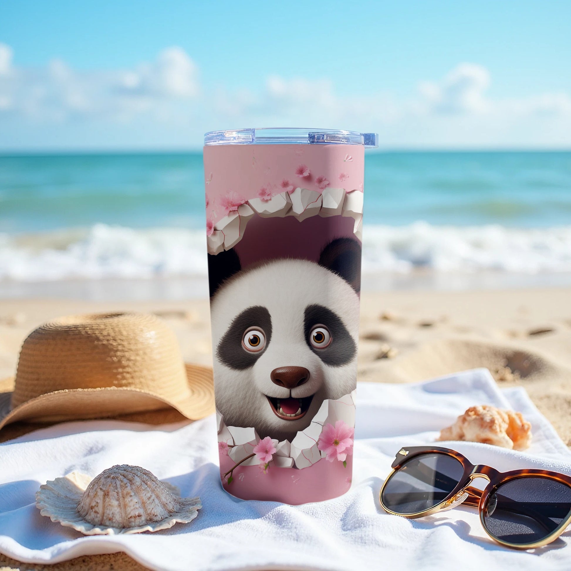 Panda Cherry Blossoms Pink Tumbler Beach Scene product type
Panda, Cherry Blossom, Pink Tumbler, Travel Mug, Cute Animal, Beach Theme, Ocean View, Summer Drinkware, Panda Design, Floral Pattern, Drink Container, Insulated Tumbler, Gift Idea, Unique Design, Animal Art, Cartoon Panda, Vacation Accessory, Seaside Essential, Nature Inspired, Pop Out Design