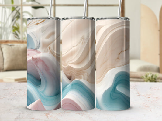 Organic Fluid Waves Blue Pink Beige Brown Tumbler product type