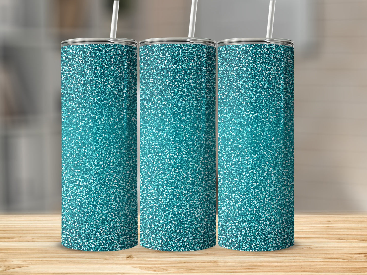 Shimmering Turquoise Cascade Design Pattern Tumblers