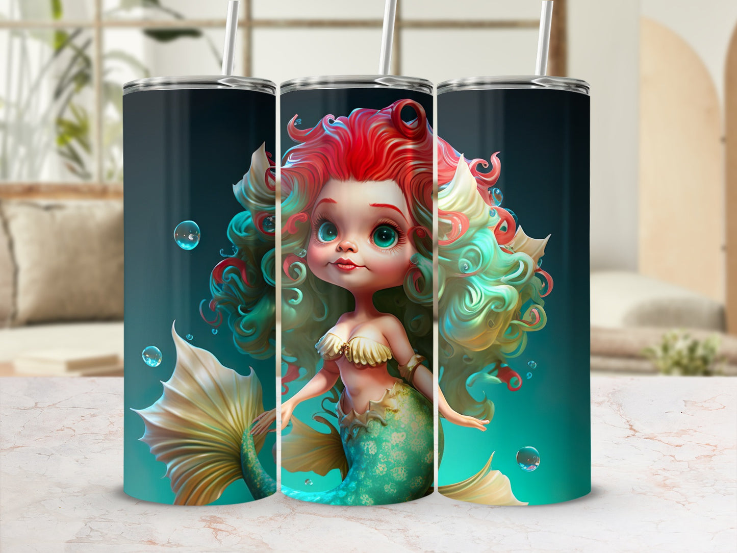 Colorful Mermaid Tumbler Fantasy Art Travel Drinkware