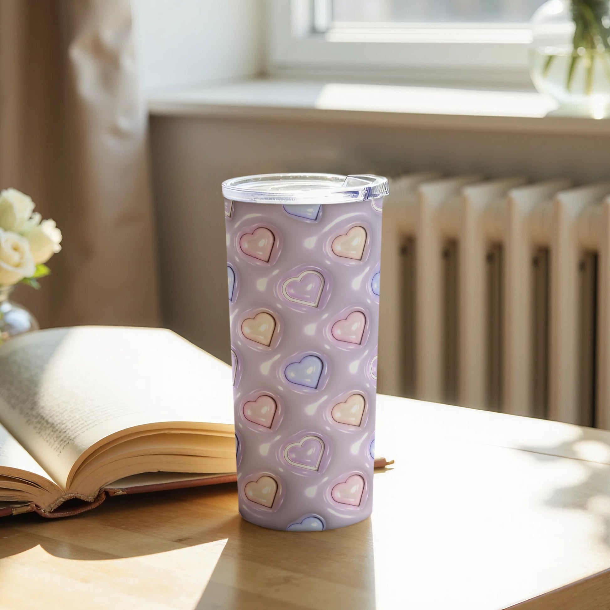 Pastel Hearts Design Insulated Travel Tumbler