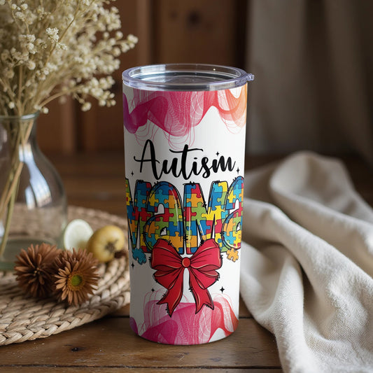 Autism Mom Colorful Puzzle Design Tumbler