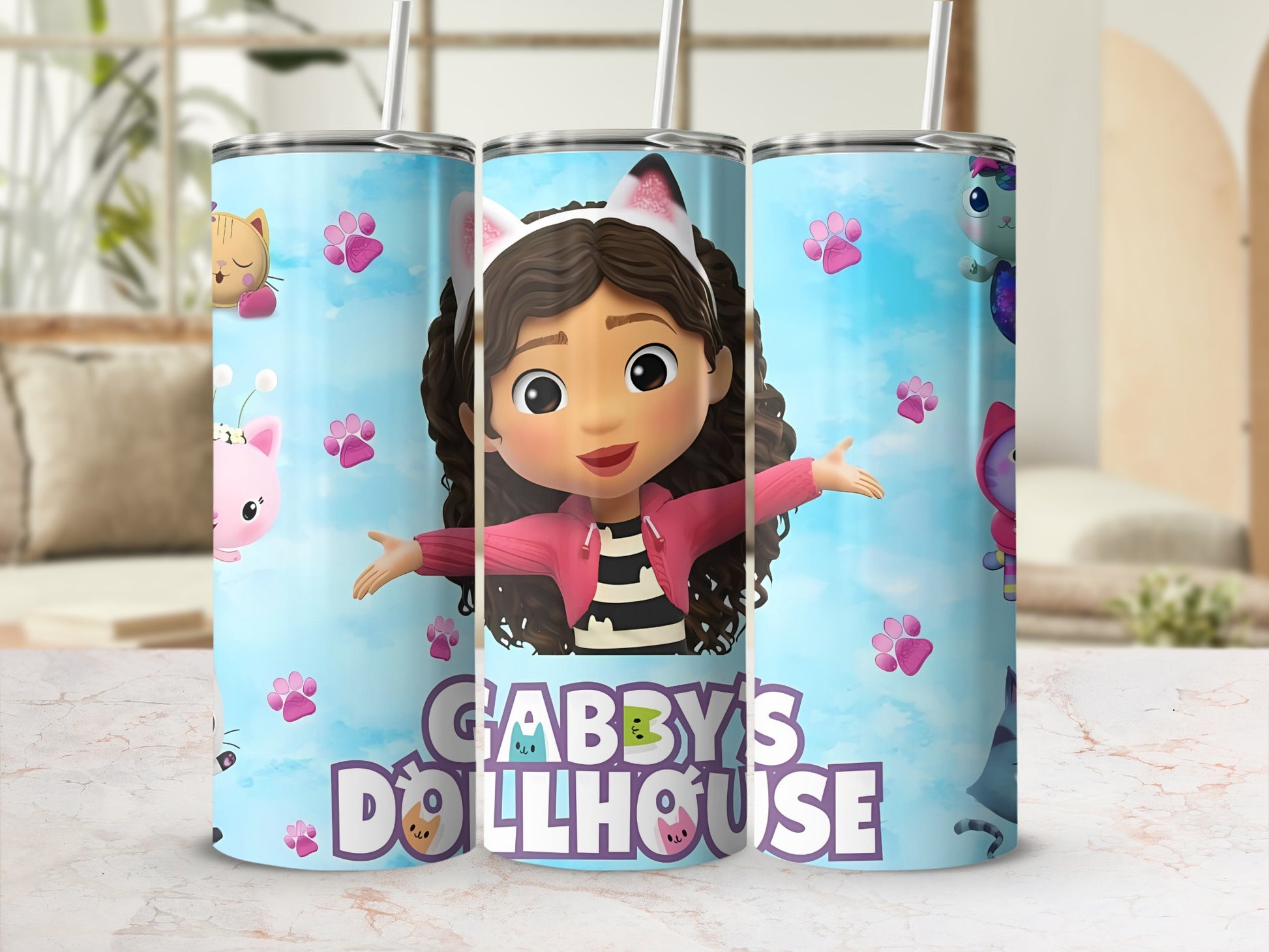 Gabby's Dollhouse themed tumbler for kids and fans