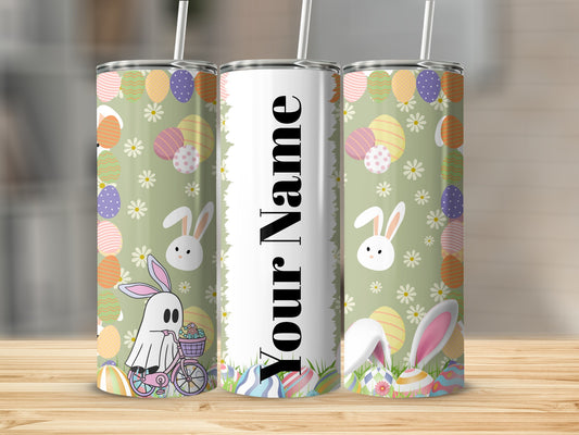Personalized Easter Bunny and Eggs Tumbler with Straw