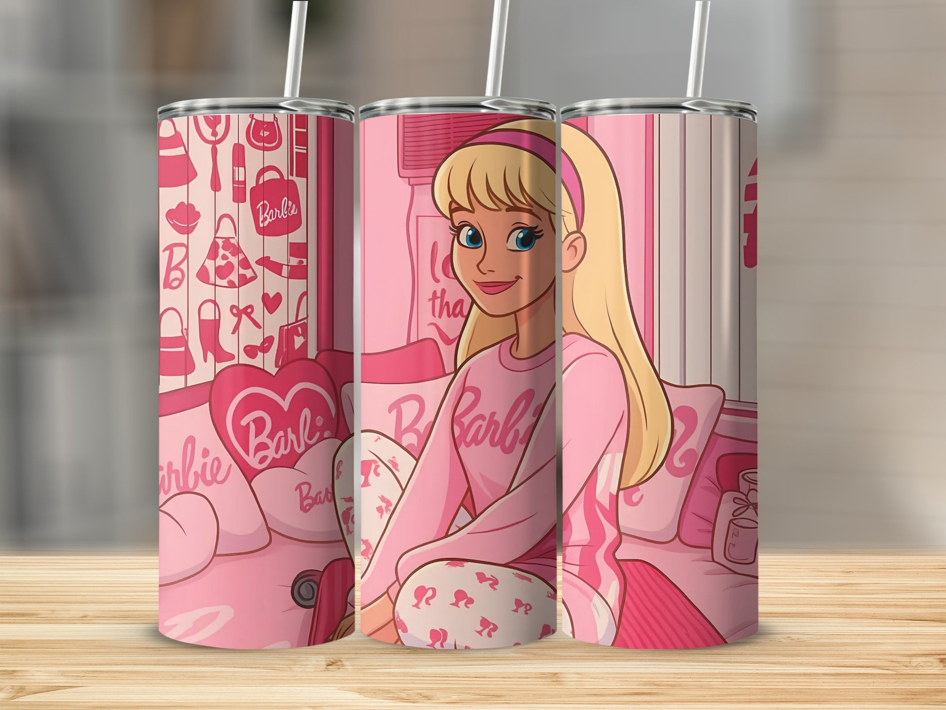 Barbie Themed Pink Character Design Tumbler Cup