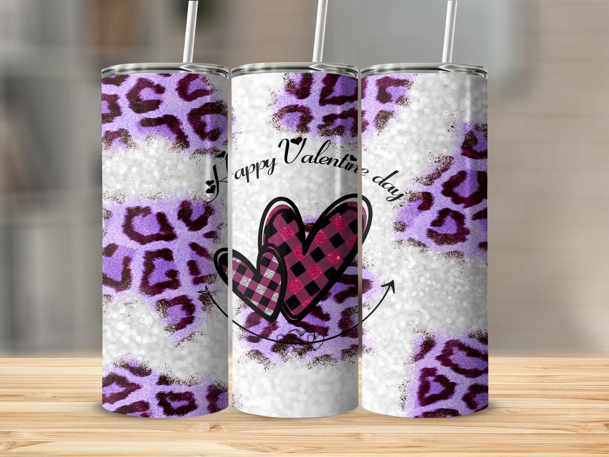 Leopard Heart Happy Valentine's Day Tumbler