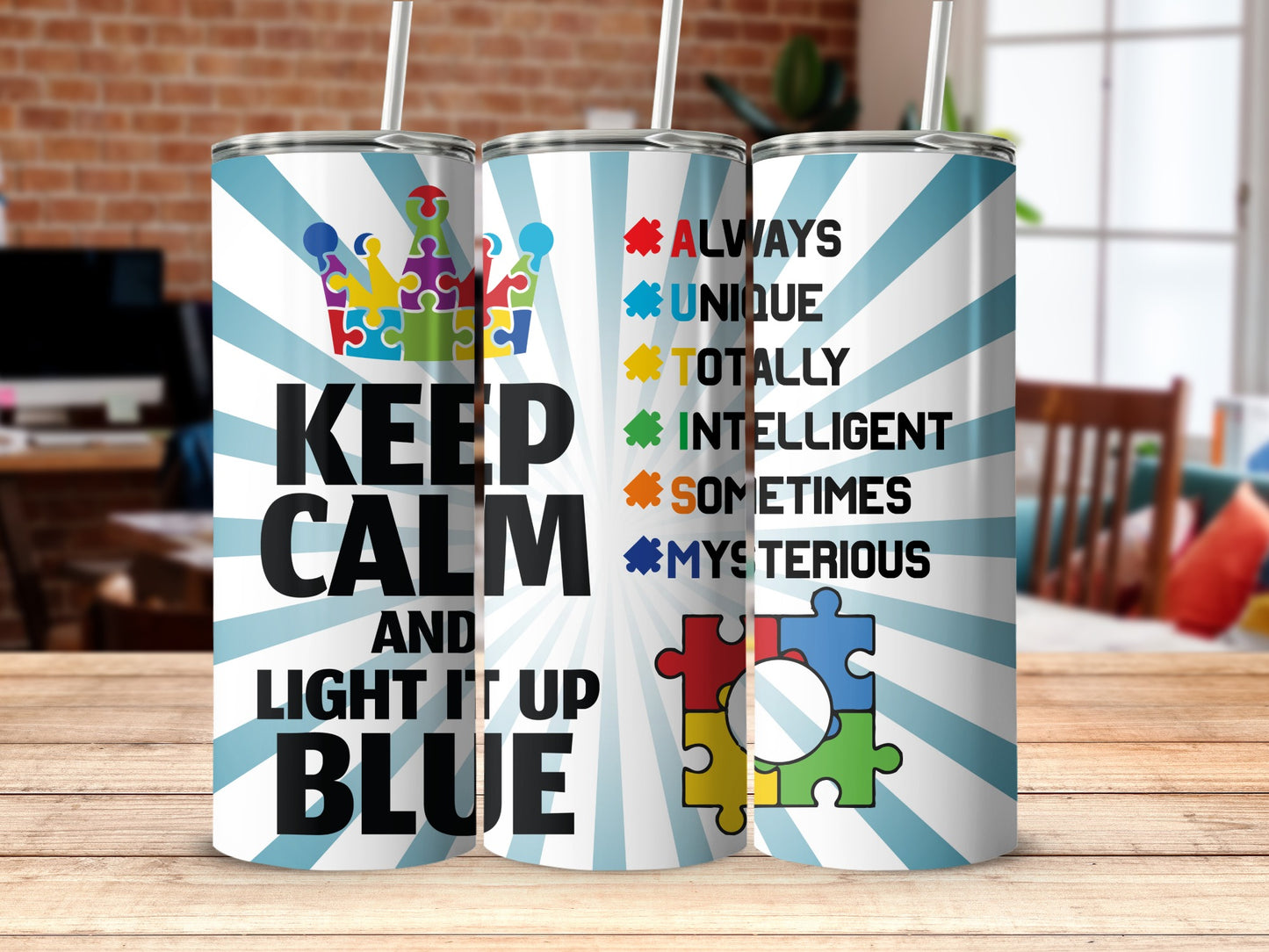 Keep Calm and Light It Up Blue Puzzle Product