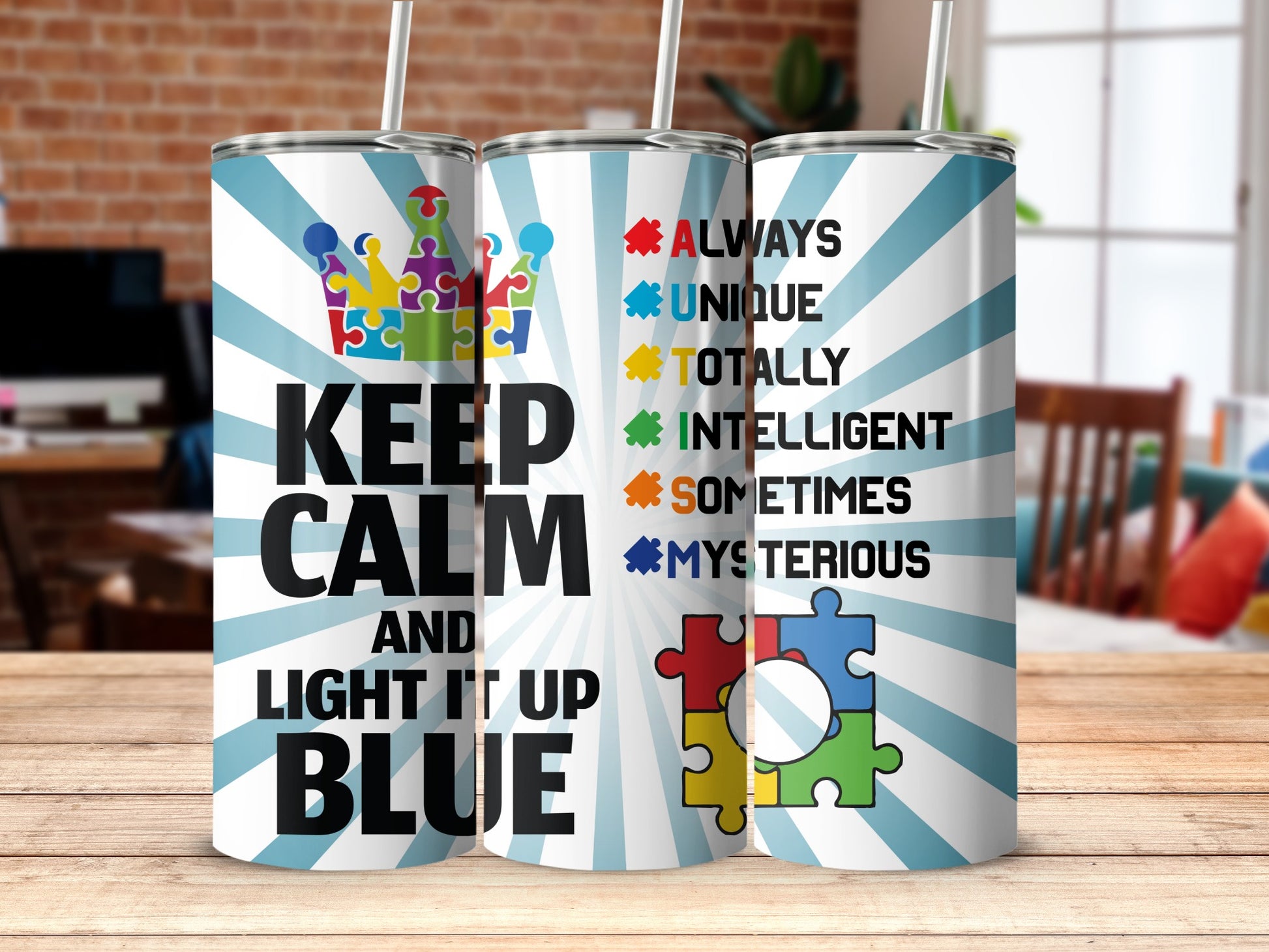 Keep Calm and Light It Up Blue Puzzle Product