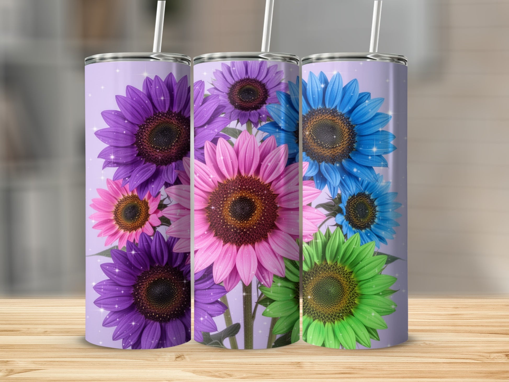 Colorful Sunflowers Tall Tumbler with Straw