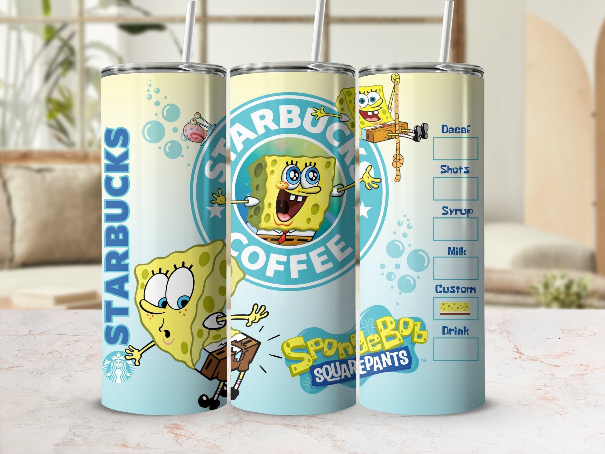 Spongebob Starbucks Coffee Tumbler Cartoon Design