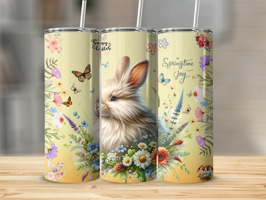 Happy Easter Springtime Joy Bunny Flowers Tumbler