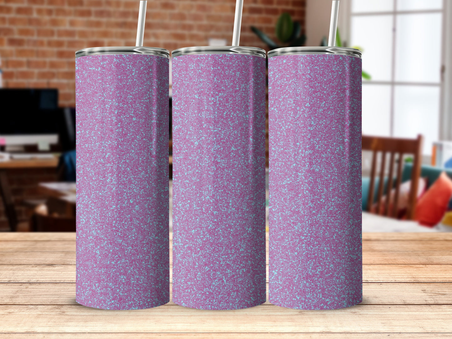 Sparkling Lilac Glitter Tumbler Set for Everyday Use