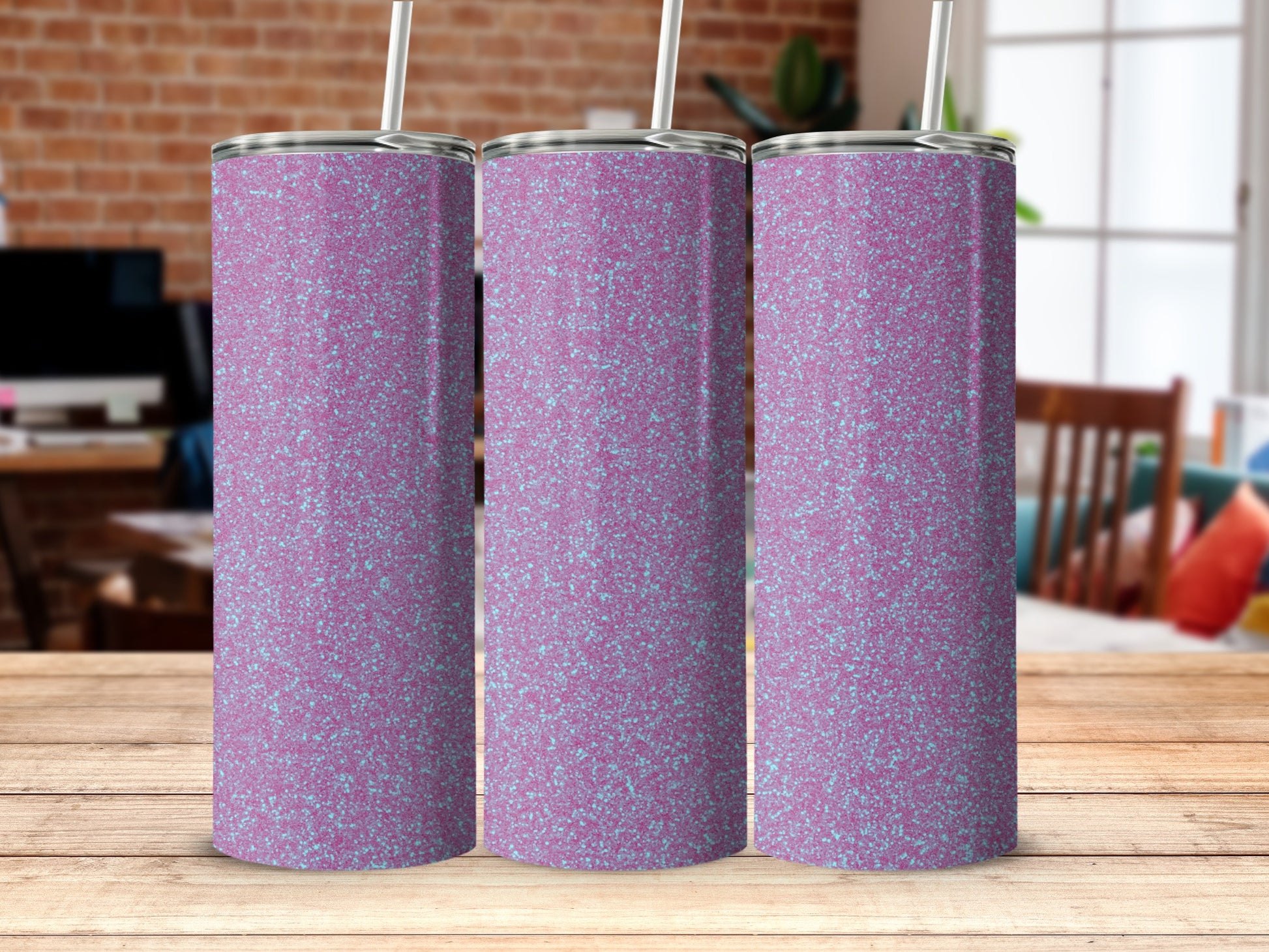 Sparkling Lilac Glitter Tumbler Set for Everyday Use