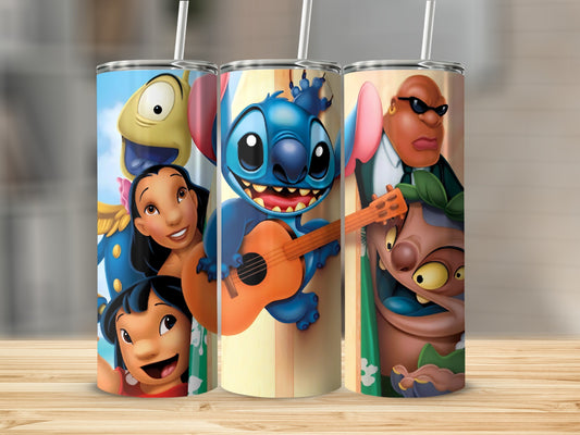 Colorful Cartoon Character Design on Slim Tumbler Cup