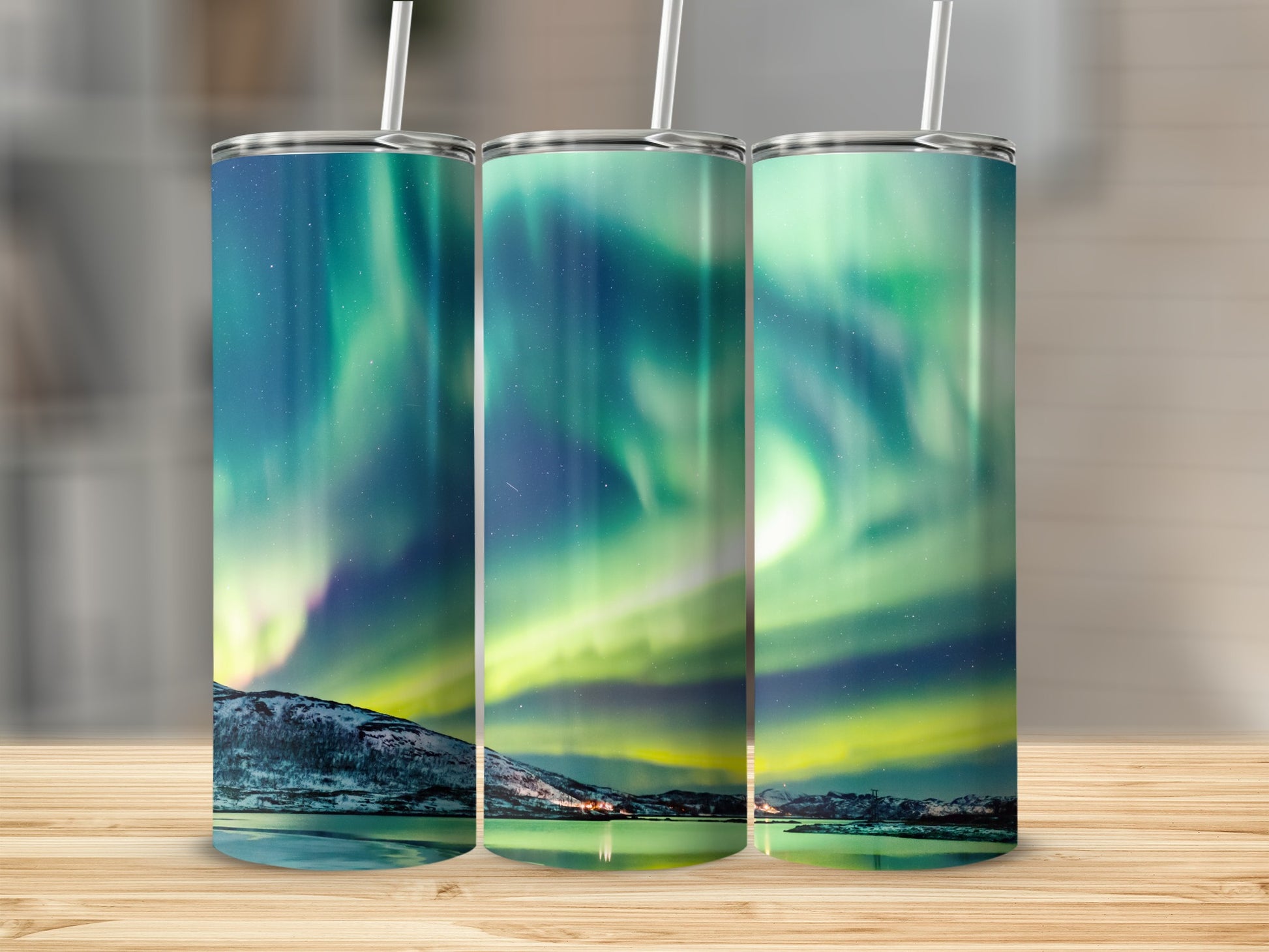 Northern Lights Design Travel Tumbler Cup Product