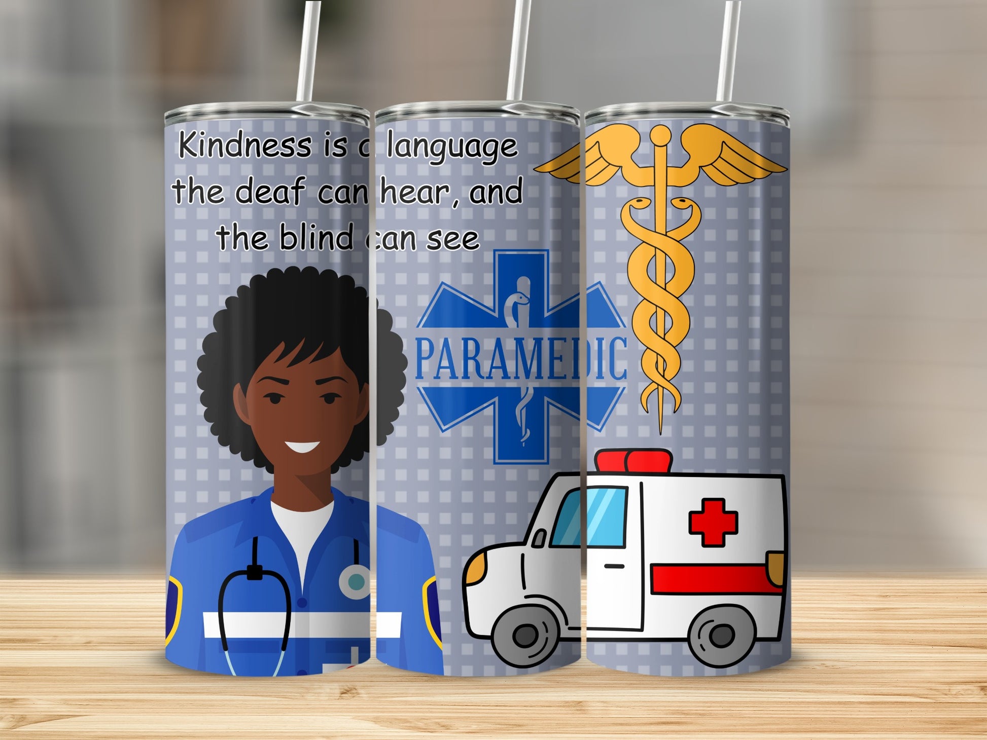 Paramedic Design 20oz Skinny Tumbler Stainless Steel Cup