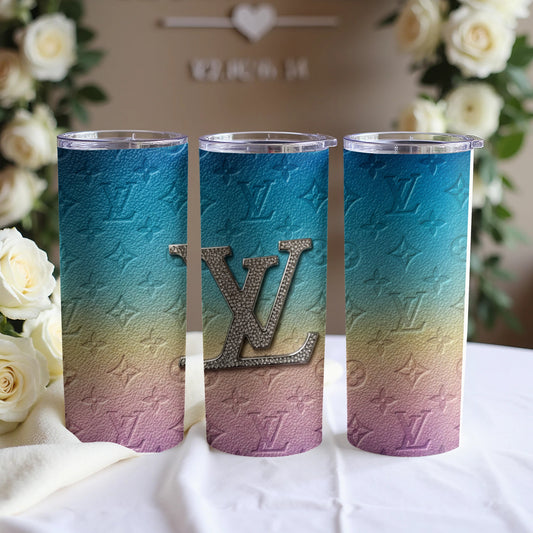 Gradient Luxe Tumbler with Crystal Monogram Design