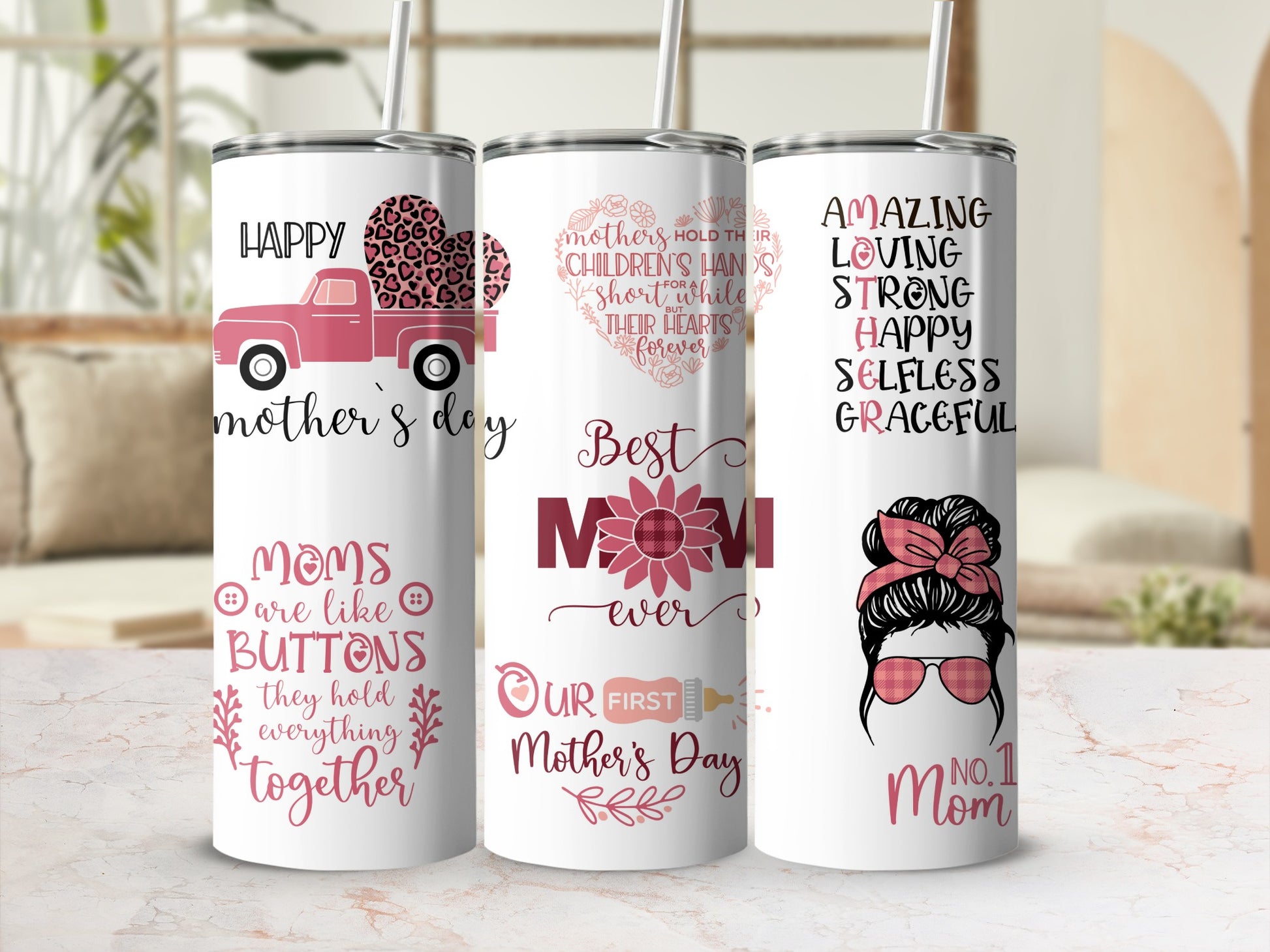 Happy Mother's Day Loving Strong Best Mom Ever Tumblers