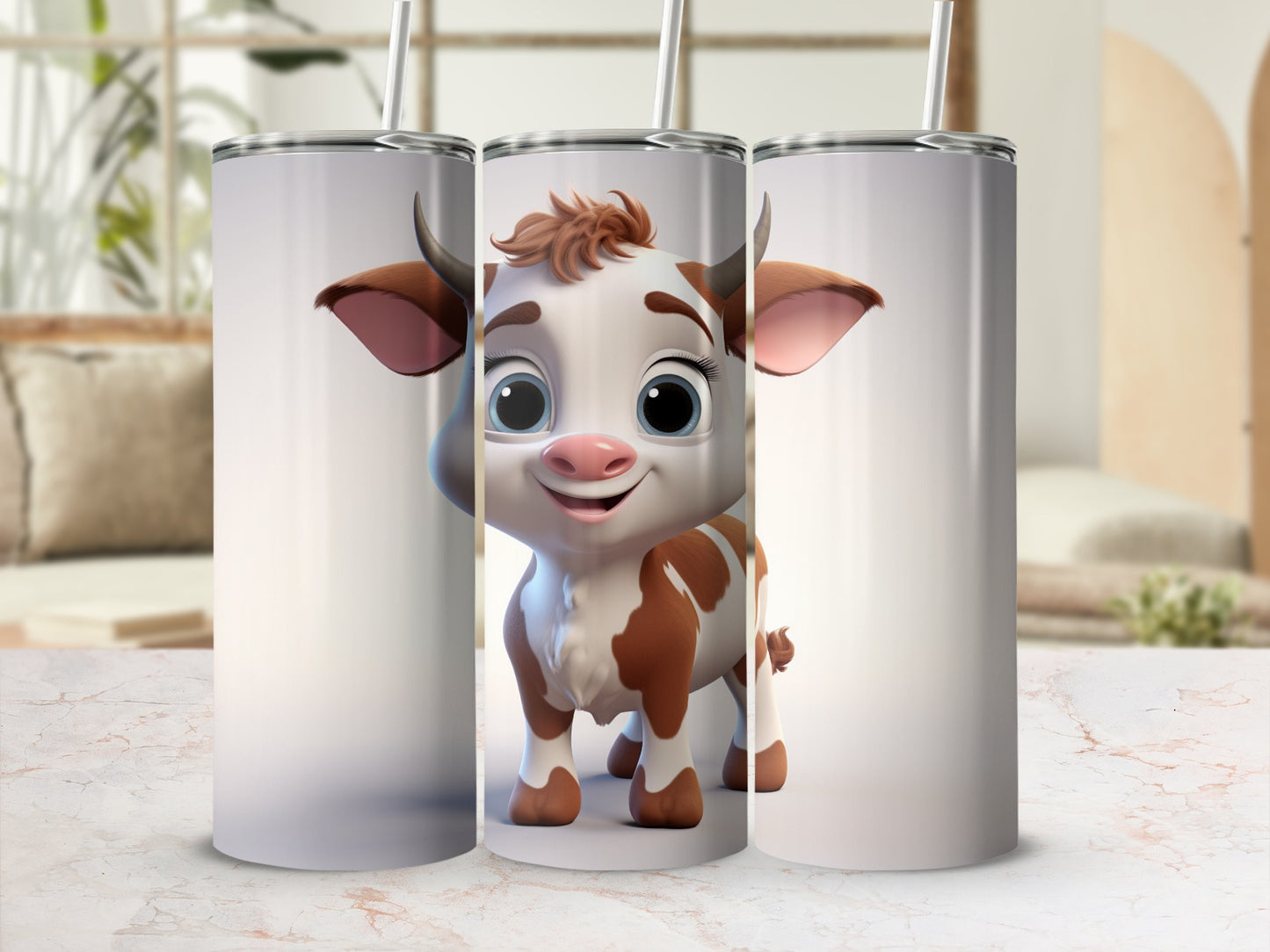 Adorable Cartoon Calf Design Insulated Tumbler