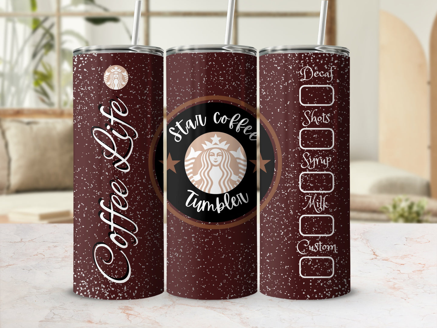 Star Coffee Tumbler with Coffee Life Design