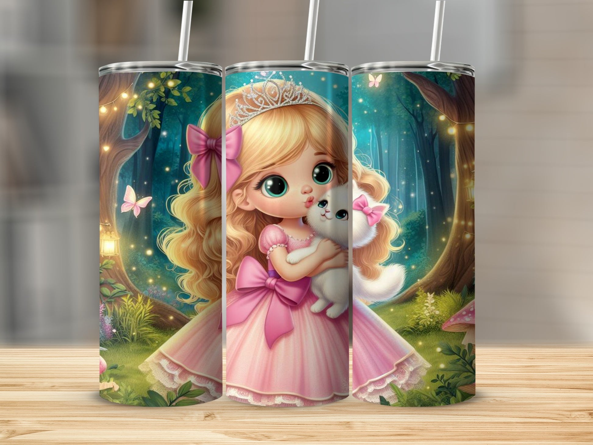 Enchanting Princess with Kitten in Forest Tumbler