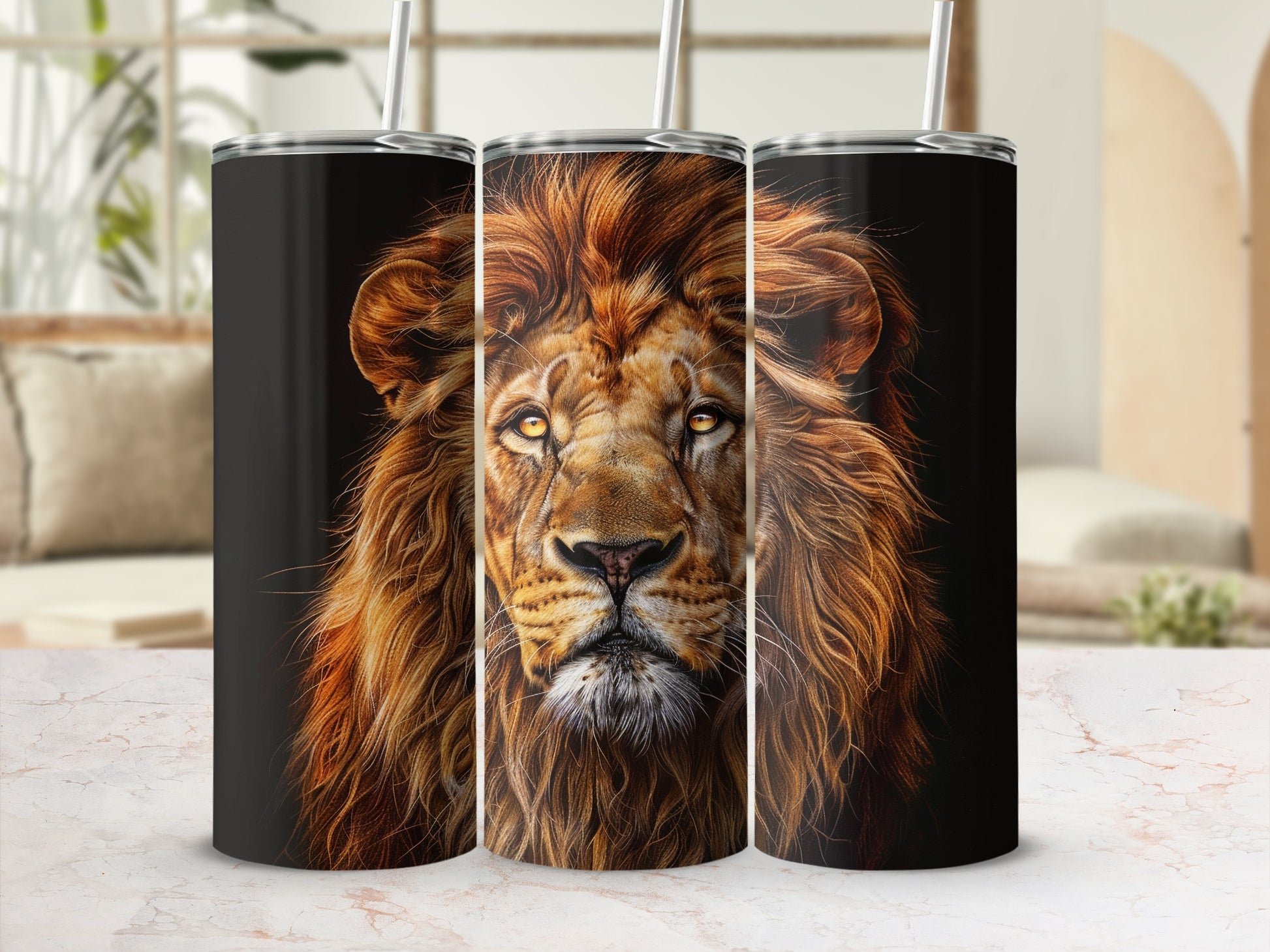 Majestic Lion Face Tumbler Design King Animal product type