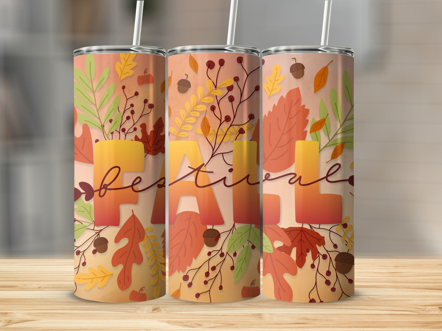 Fall Festival Autumn Leaves Design Tumbler Cup