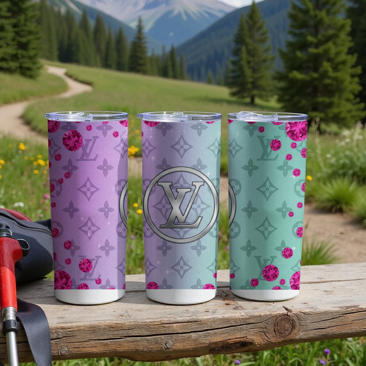 Stylish Colorful Floral LV Design Tumbler product