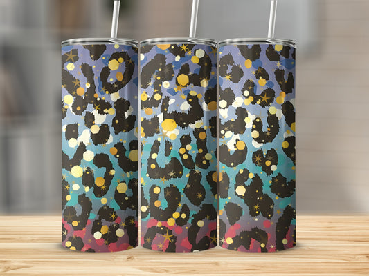Colorful Leopard Print Tumblers with Straw Set of Three