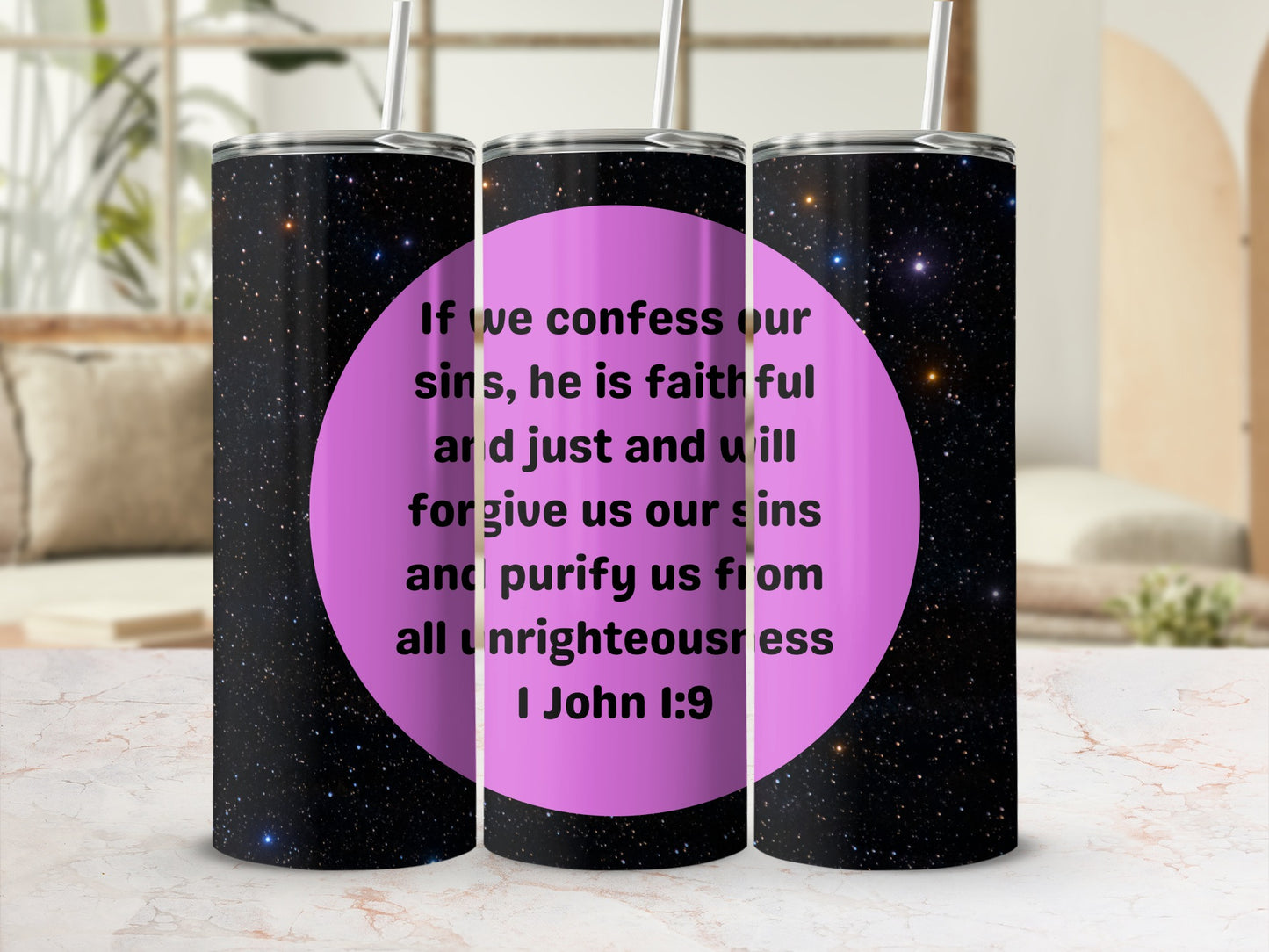 Inspirational Bible Verse I John 1:9 Tumbler Cup