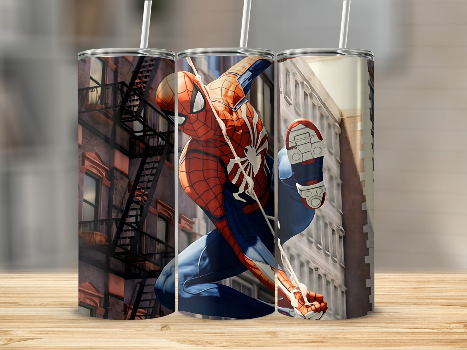 Spider-Man Swinging Through City Tall Tumbler Cups