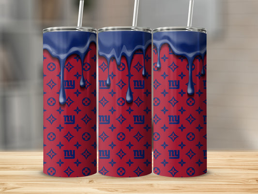 NY Giants Over Red Pattern Blue Dripping Paint Tumblers