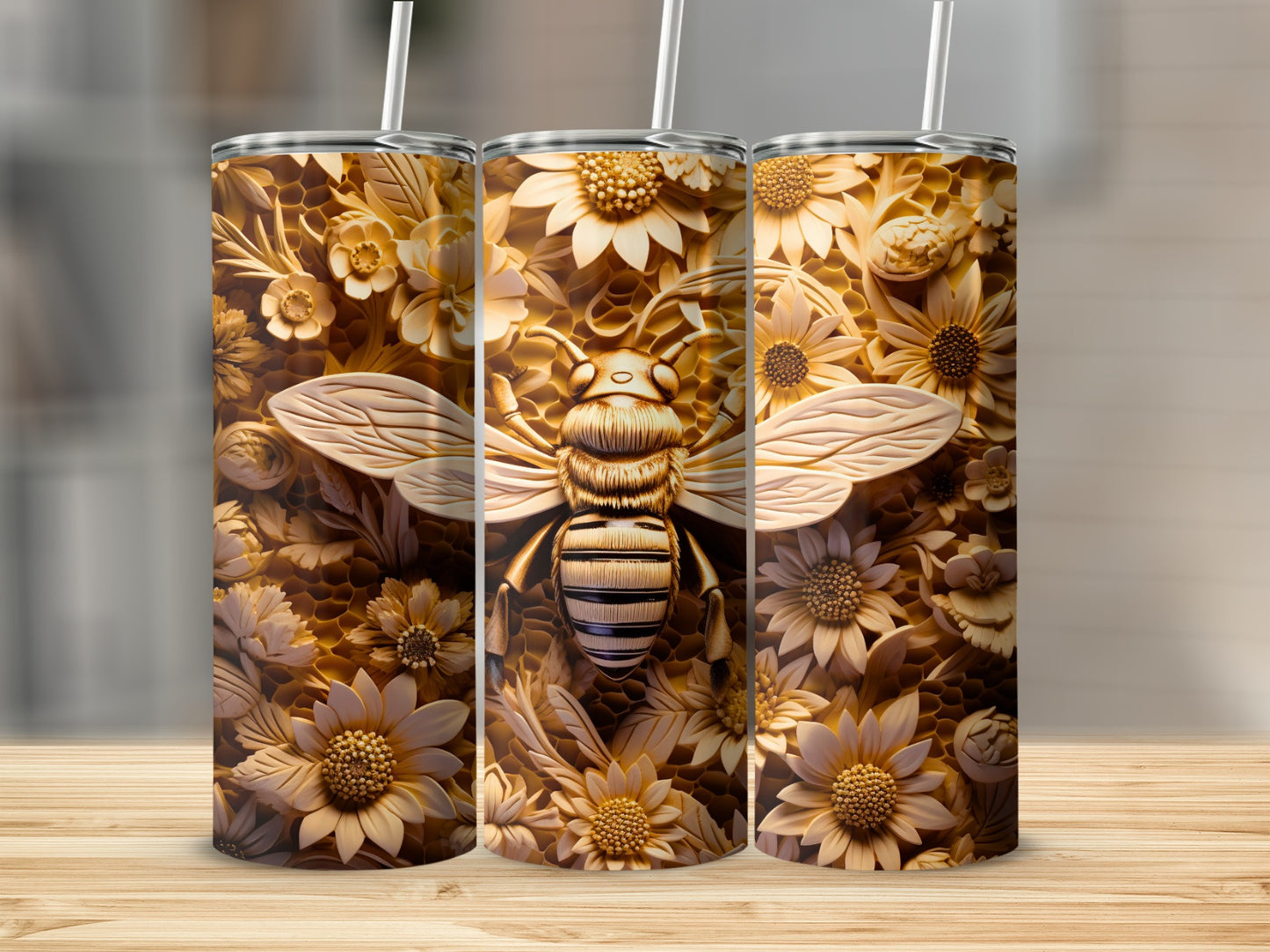 Golden Bee Floral Honeycomb Tumbler product type