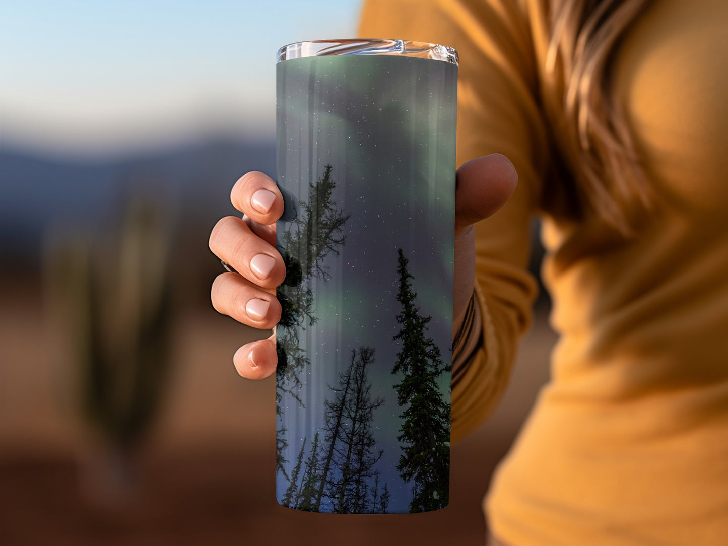 Northern Lights Forest Design Insulated Tumbler Mug