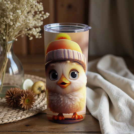 Cute Chick Wearing Beanie Insulated Tumbler Cup