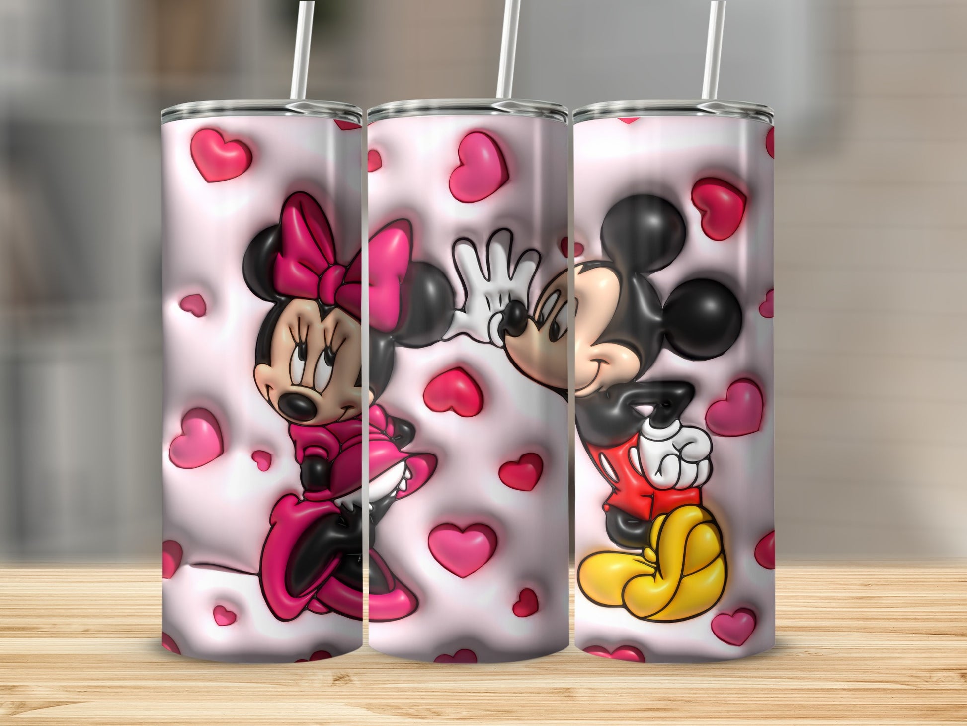 Minnie and Mickey Mouse Hearts Design Tumbler