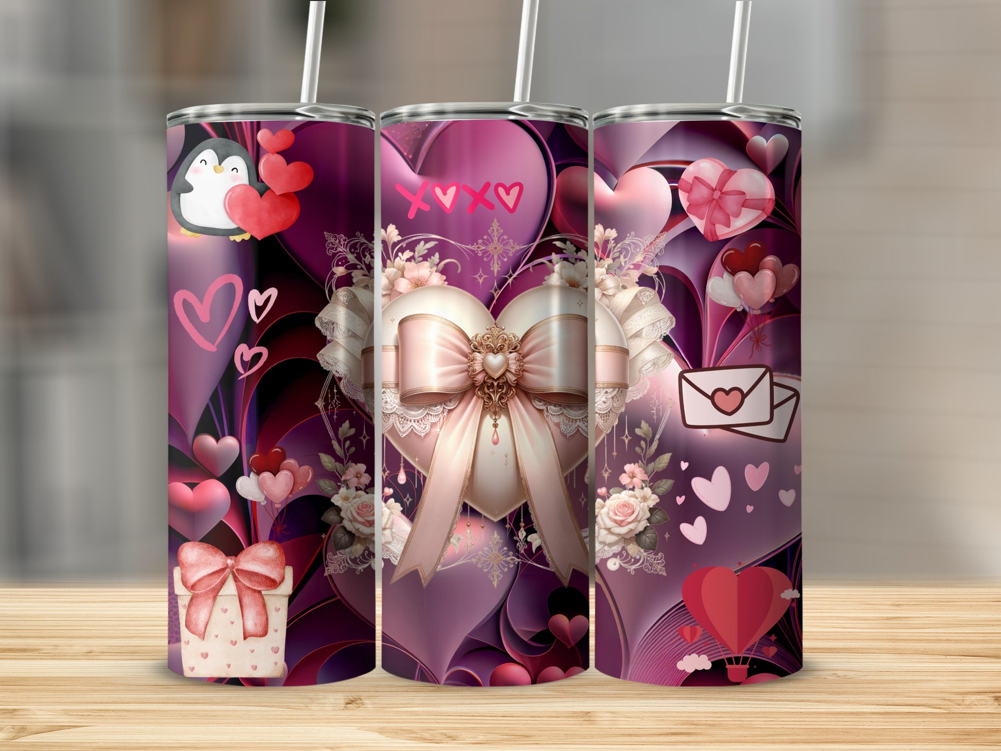 Romantic Heart Design Insulated Tumbler Valentine's Gift