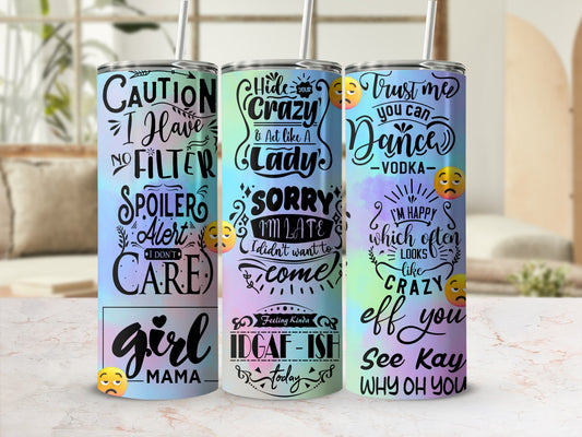 Colorful Motivational Quote Tumbler Set for Daily Use