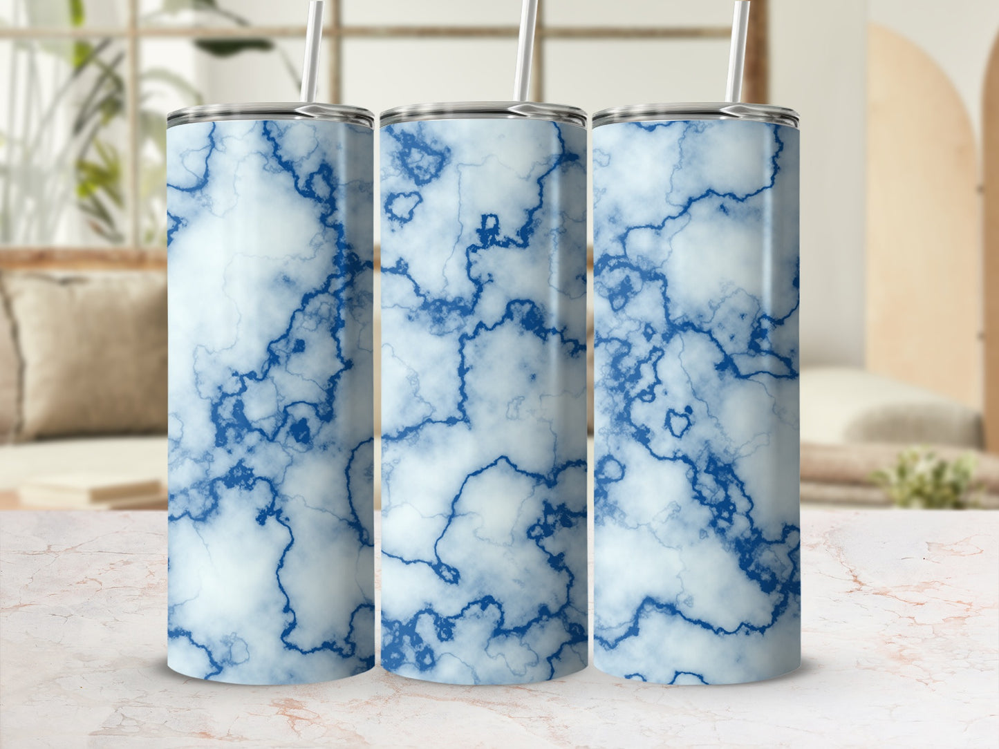 Blue Marble Patterned Insulated Drink Tumbler product type