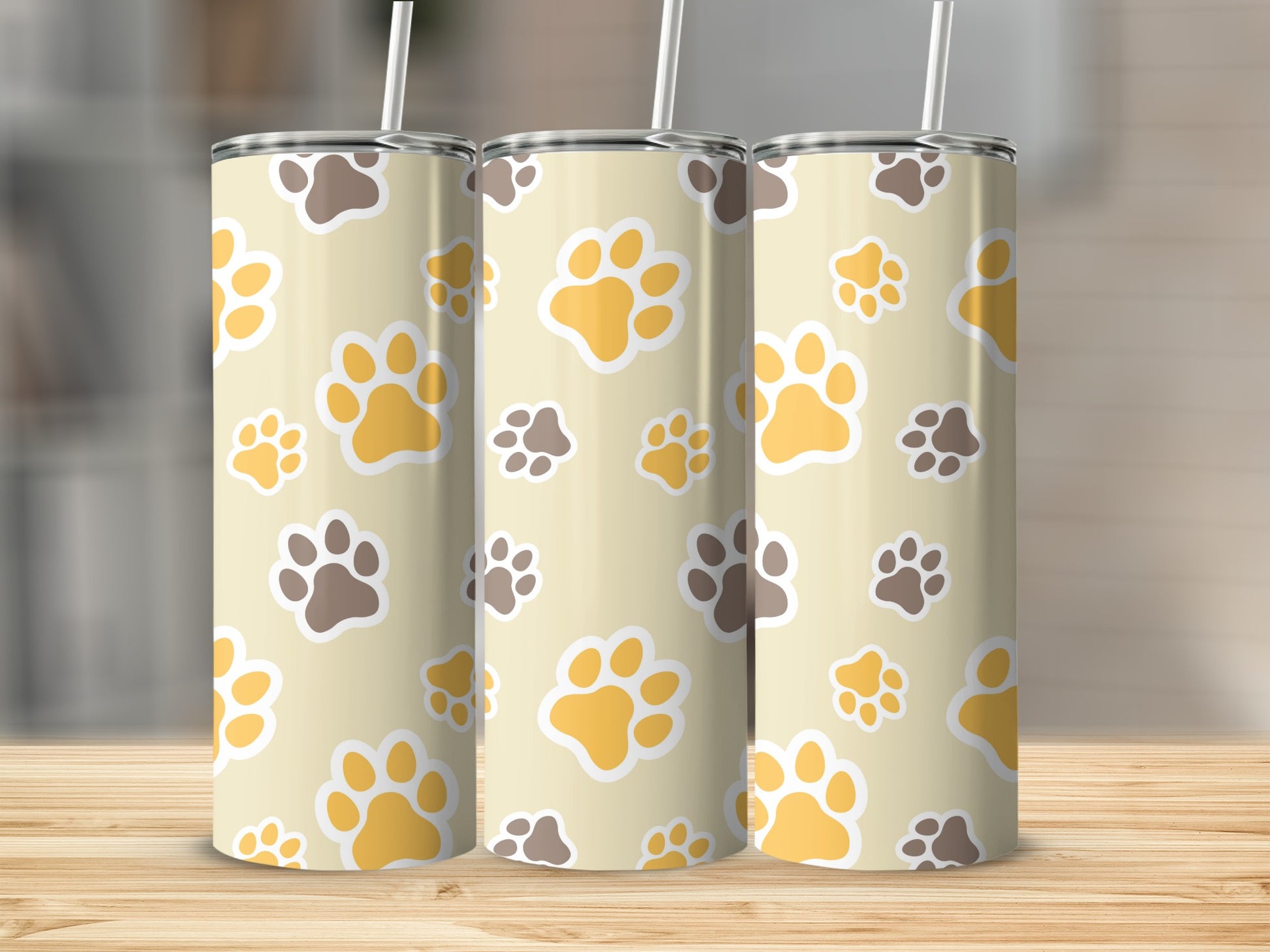 Cute Paw Print Design Stainless Steel Tumbler