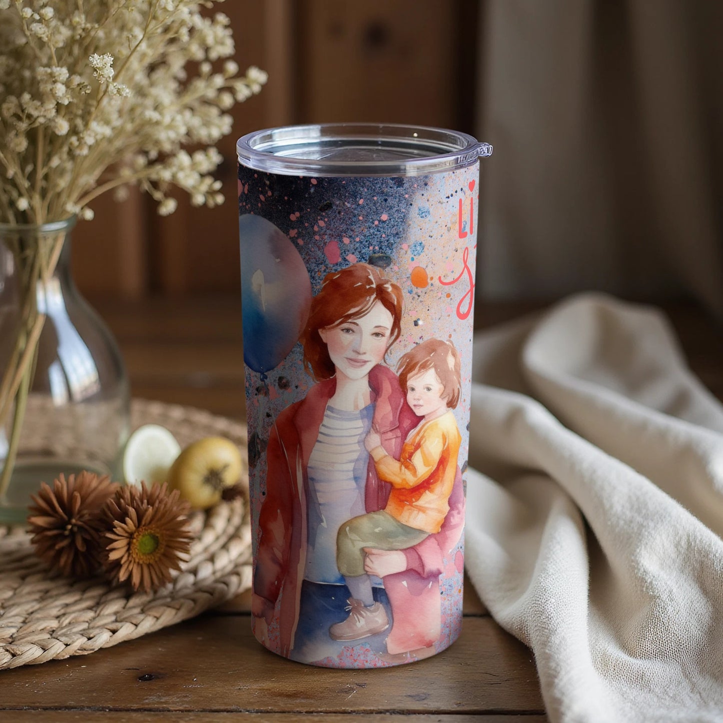 Watercolor Art Mother and Child Tumbler