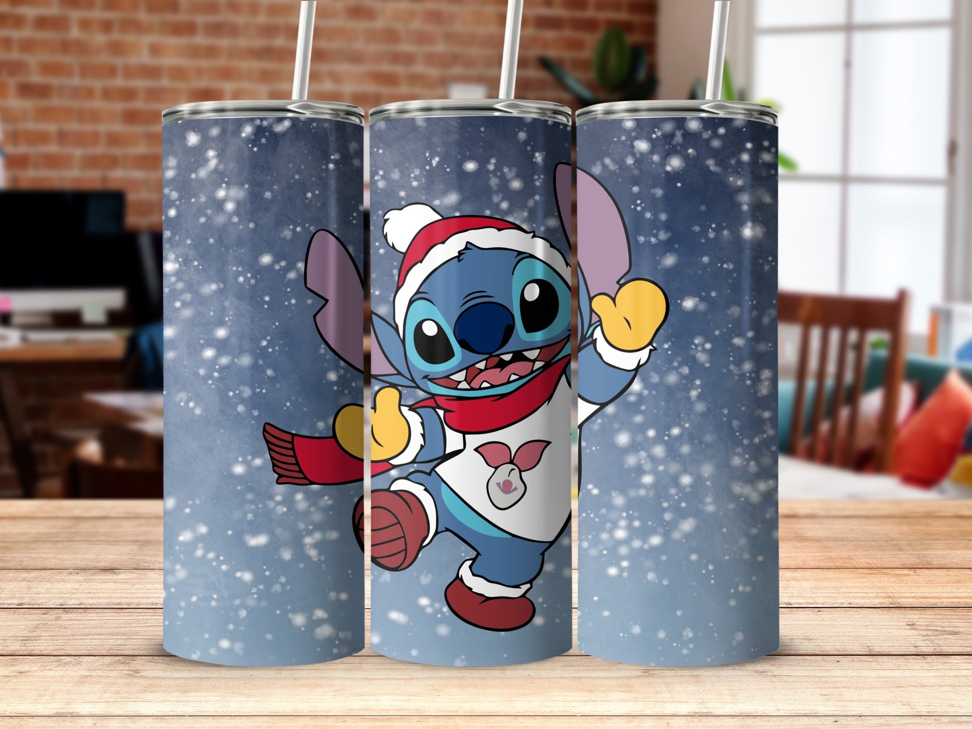 Festive blue snow scene with character product