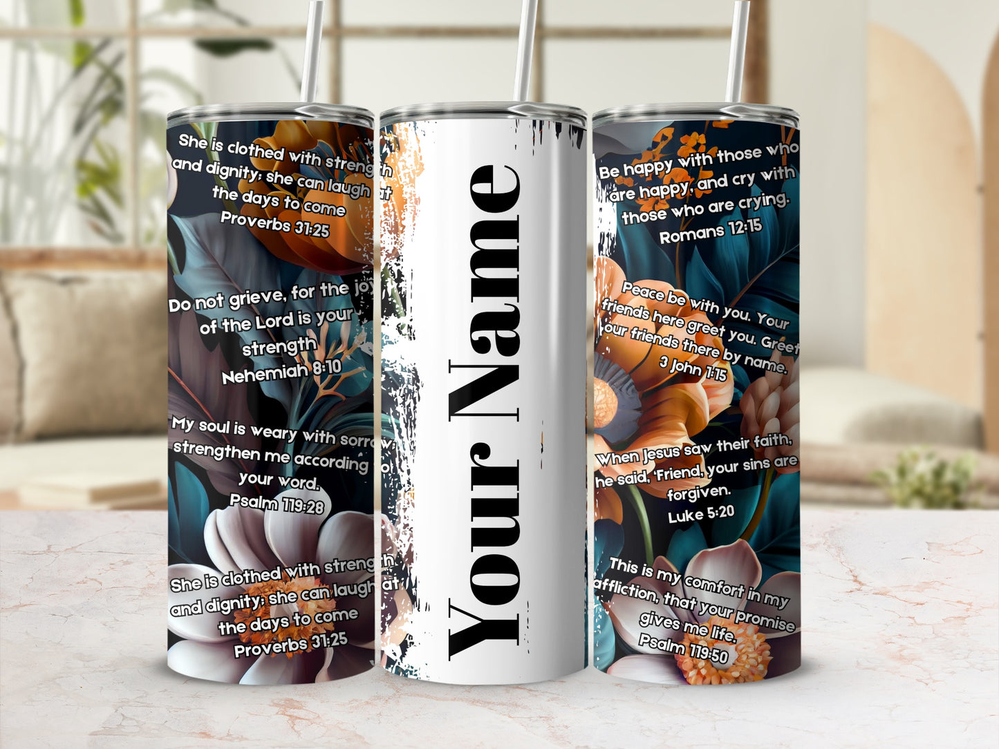 Personalized Inspirational Bible Verses Tumbler Flask