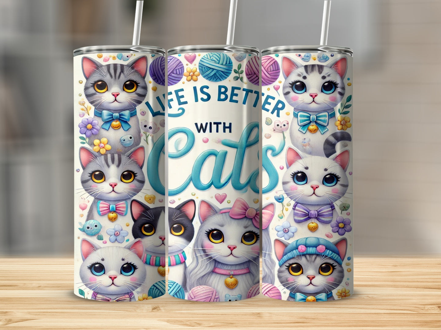 Life is Better With Cats Adorable Tumbler Mug